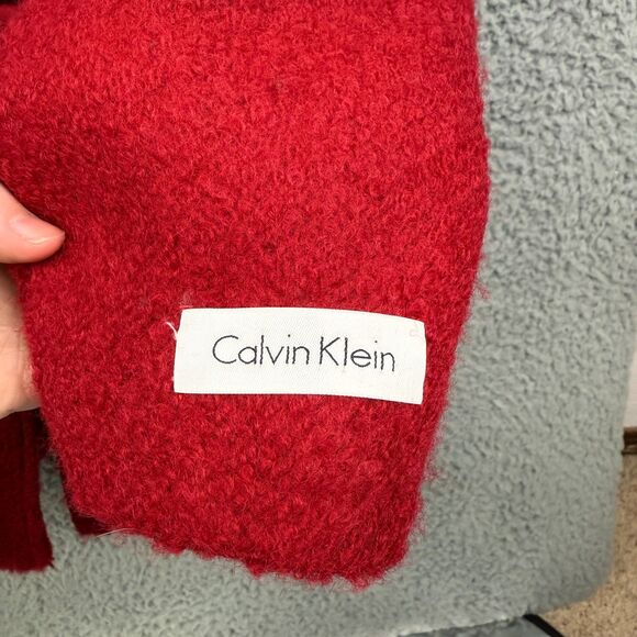 Calvin Klein Red Wool Belted Wrap Coat Women’s 14 Fully Lined Designer Jacket - Picture 8 of 10